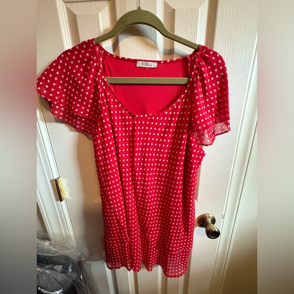 Roz & Ali Vibrant Red Dress with White Dots